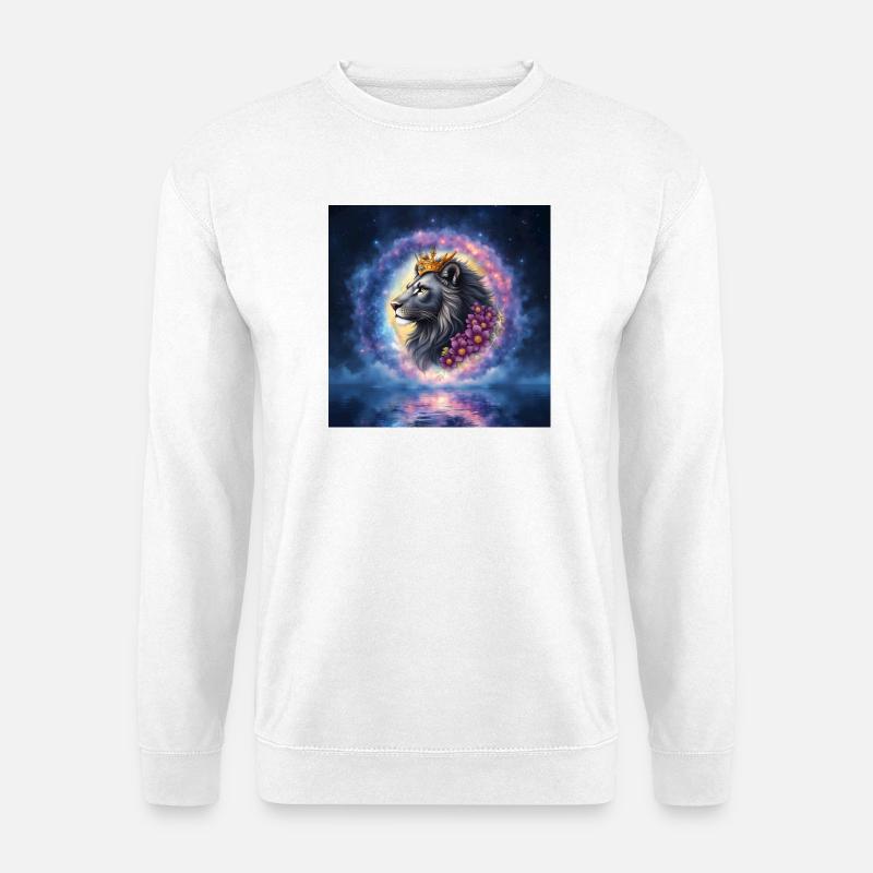 Floraler Sternlöwe mit Krone - Unisex Pullover - Weiß