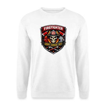 Insigne de pompier Flammes du Crâne - Sweat-shirt Unisexe - blanc - Devant