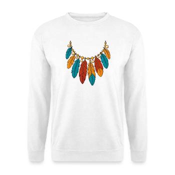 Indianer Kostüm Indianerin Halskette Feder Kette - Unisex Pullover - Weiß - Vorne