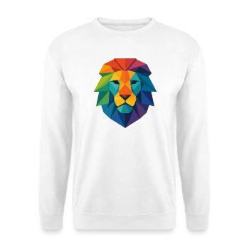 Farbenfroher Wild Poly Low Lion – Art Pop Farben - Unisex Pullover - Weiß - Vorne