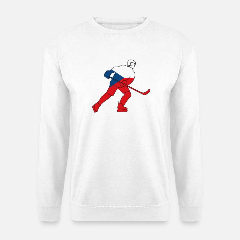 Eishockeyspieler mit tschechischer Flagge - Unisex Pullover - Weiß