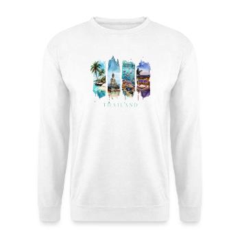 Thailand Vacation Travel – Longtail Boat & Buddha - Unisex Sweatshirt - white - Front