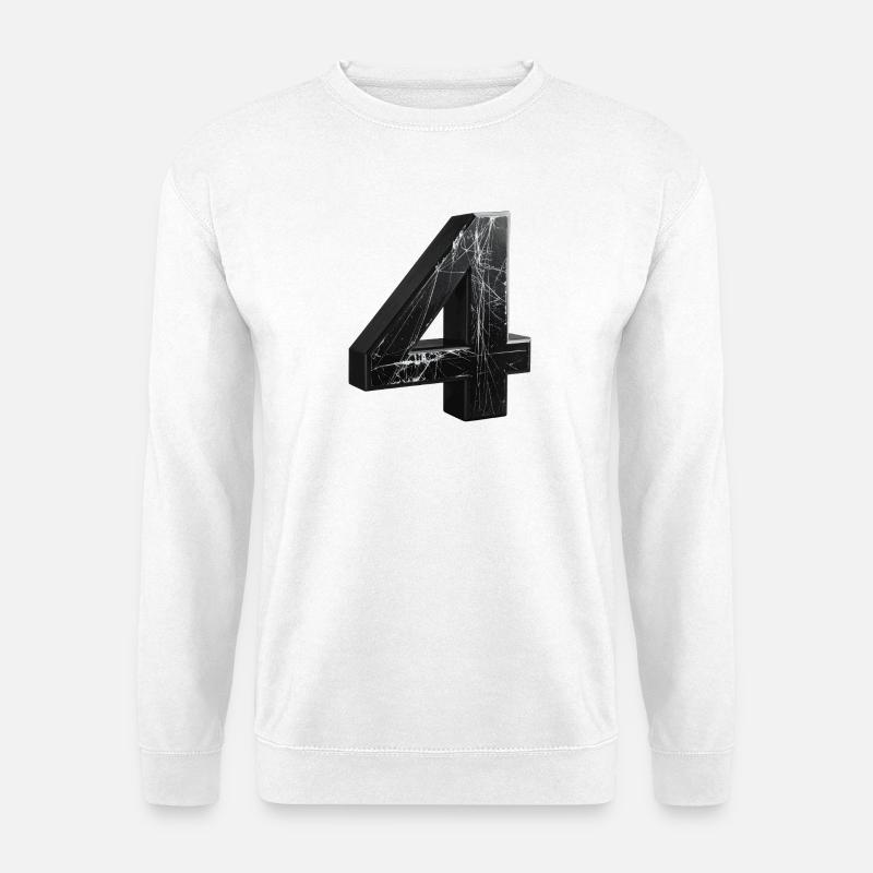 Schwarze 4 mit Marmormuster - Unisex Pullover - Weiß