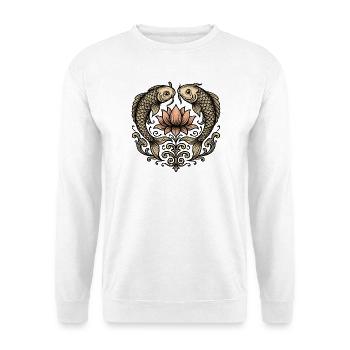 Koi and Lotus: Elegant Ornament - Unisex Sweatshirt - white - Front