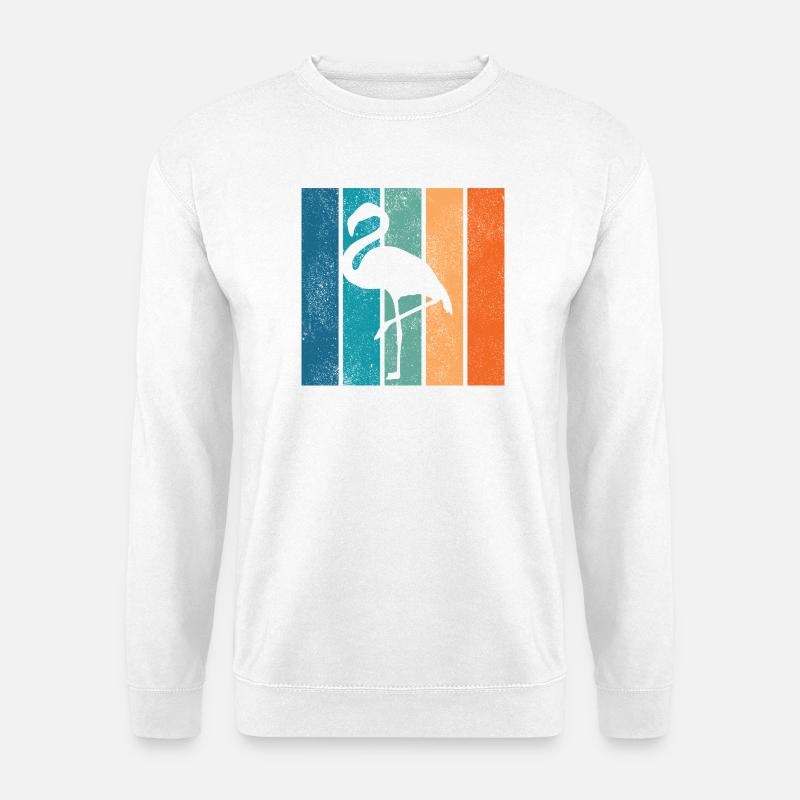 Flamingo Neon Tropenstreifen - Unisex Pullover - Weiß