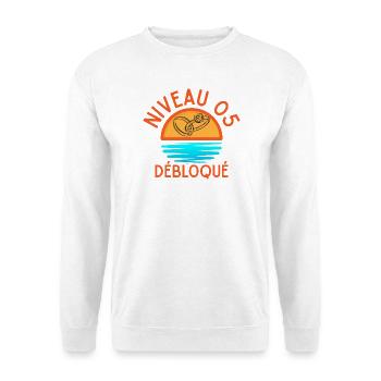 Niveau 05 Débloqué, design joyeux et lumineux - Sweat-shirt Unisexe - blanc - Devant