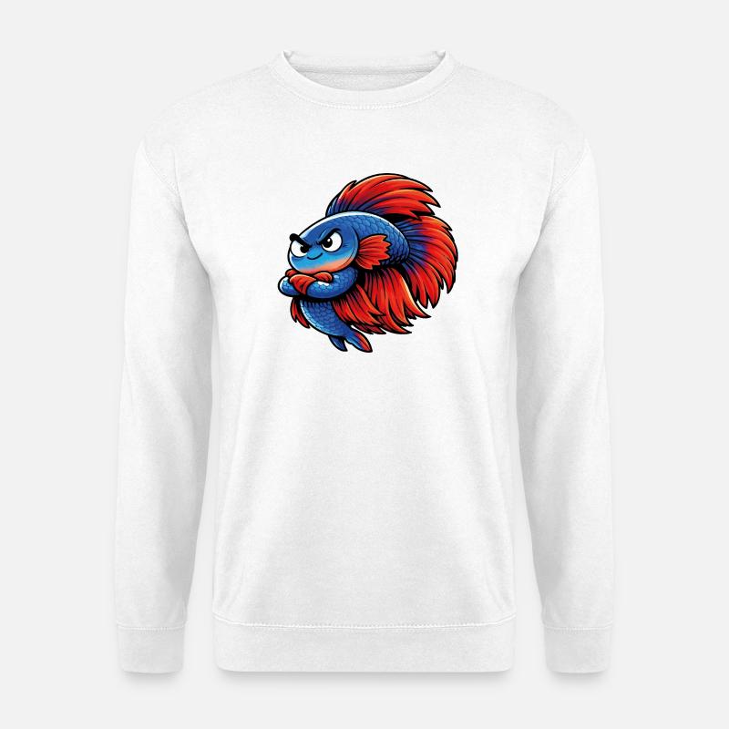 Blue Red Betta Fish - Unisex Sweatshirt - white