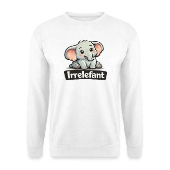Irrelefant Wortwitz Irrelevant Elefant Shirt - Unisex Pullover - Weiß - Vorne