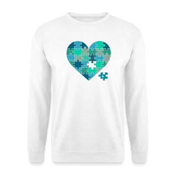 Casse-puzzle Cœur Sarcelle - Sweat-shirt Unisexe - blanc - Devant