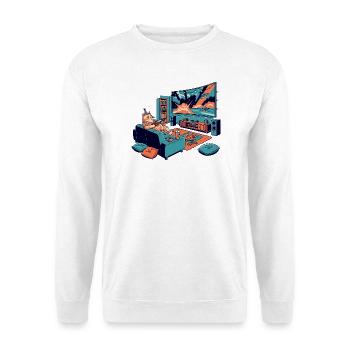 Cat cinema in the living room Cinema cat Chillout cat - Unisex Sweatshirt - white - Front