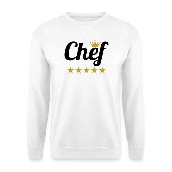 Chef Suprême : Couronne et 5 Étoiles Or - Sweat-shirt Unisexe - blanc - Devant