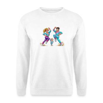 Retro-Aerobic-Familie in Bewegung  - Unisex Pullover - Weiß - Vorne