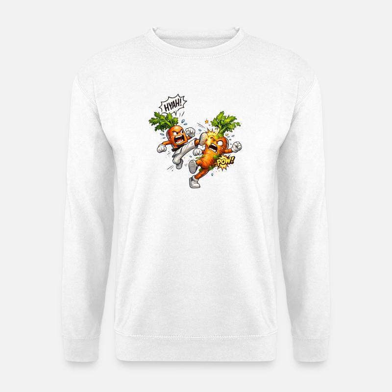 Karate-Karotten im Duell - Unisex Pullover - Weiß