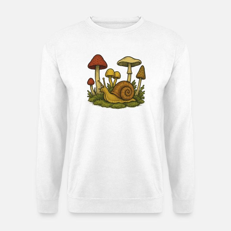 Verspielte Pilzschnecken-Skizze - Unisex Pullover - Weiß