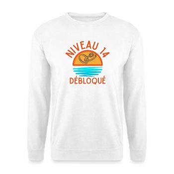 Niveau 14 Débloqué Anniversaire Couple - Sweat-shirt Unisexe - blanc - Devant