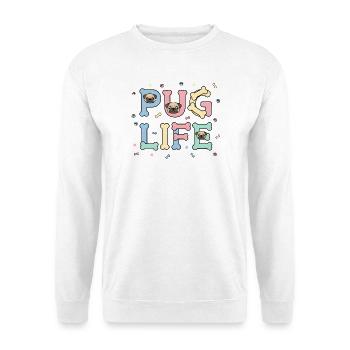 Pug Life Süßes Mops Hunde Design für Tierfreunde - Unisex Pullover - Weiß - Vorne