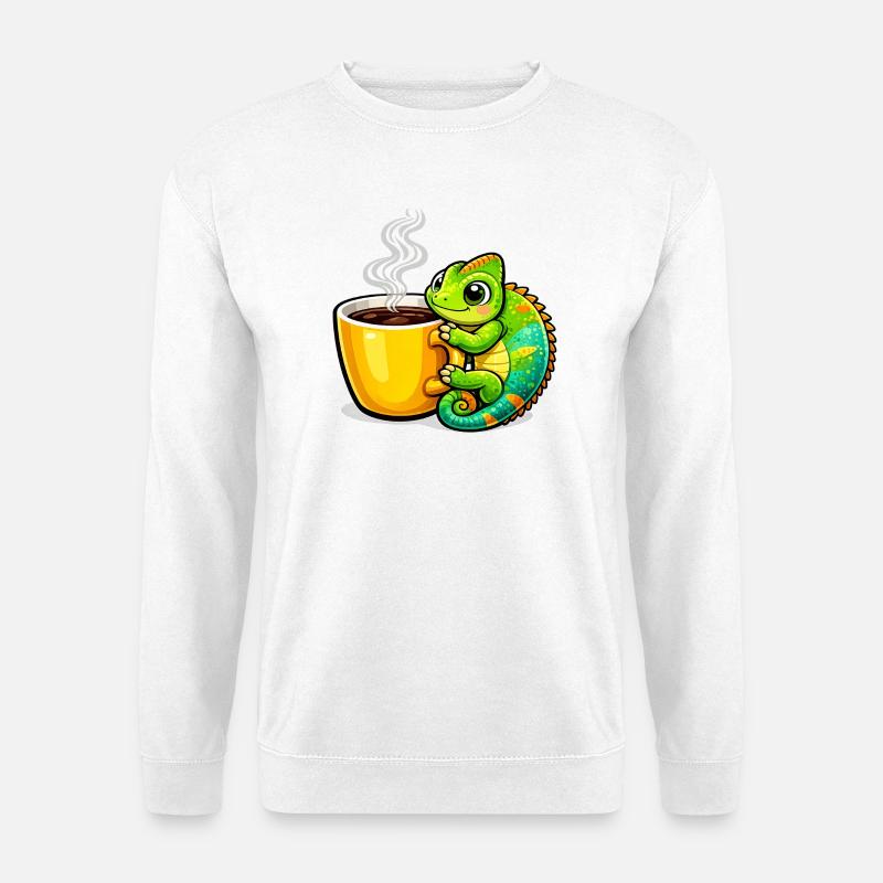 Coffee Dragon Cuddle - Unisex Sweatshirt - white
