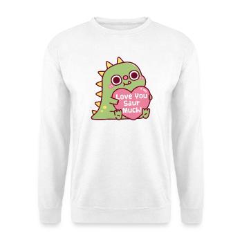 Süße Dinosaurier-Umarmungen Herz Liebe dich Saur Viel Wortspiel - Unisex Pullover - Weiß - Vorne