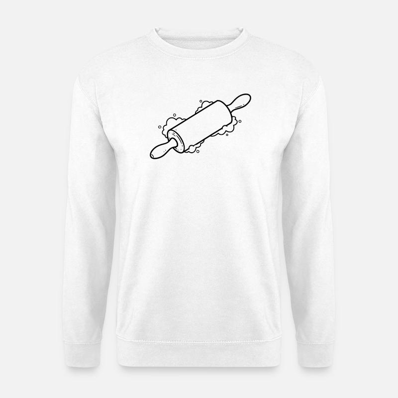 Nudelholz Backrolle Mehl Outline - Unisex Pullover - Weiß