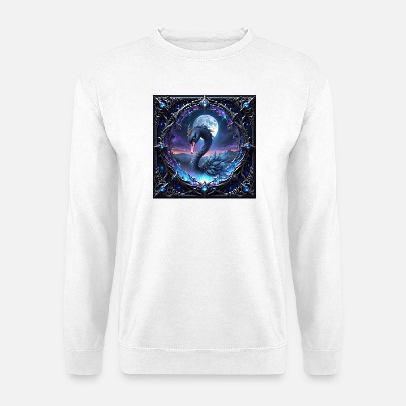 Monddrachen-Schwan in Filigran. - Unisex Pullover - Weiß