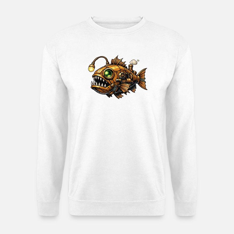 Steampunk Tiefsee Piranha - Unisex Pullover - Weiß