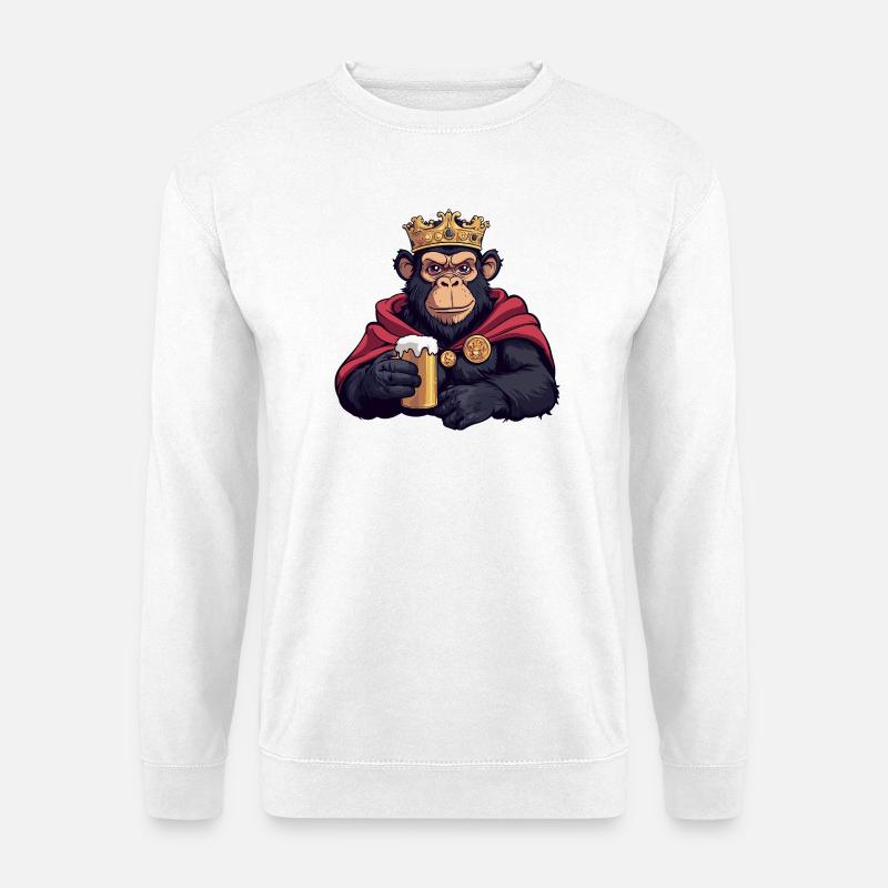 Affe Bier König - Unisex Pullover - Weiß