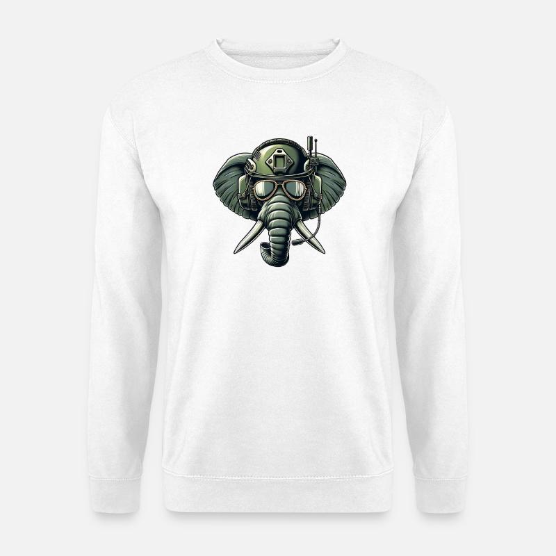 Elefant auf Mission - Unisex Pullover - Weiß