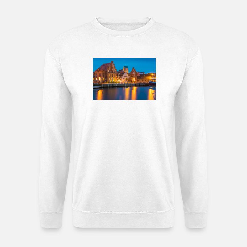 Wismar am Abend - Unisex Pullover - Weiß