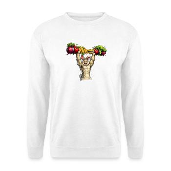 Un lapin musclé et une barre végétale - Sweat-shirt Unisexe - blanc - Devant