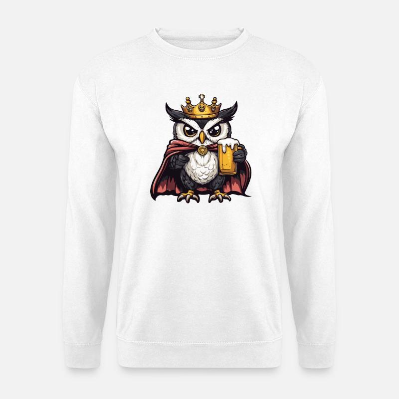 Eule Bier König - Unisex Pullover - Weiß