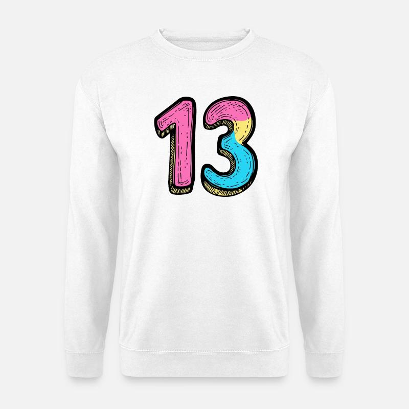 13 Zahl Bunt - Unisex Pullover - Weiß
