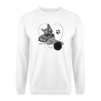 Miaou cadeau en forme de boule de laine en forme de chat - Sweat-shirt Unisexe - blanc - Devant