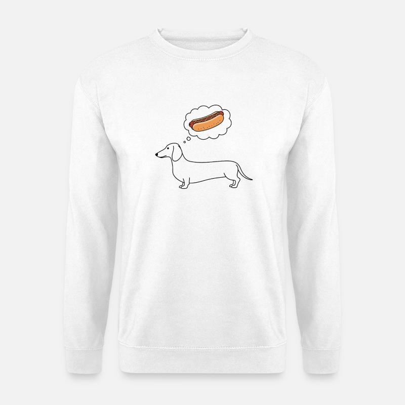 Dackel denkt Hotdog - Unisex Pullover - Weiß