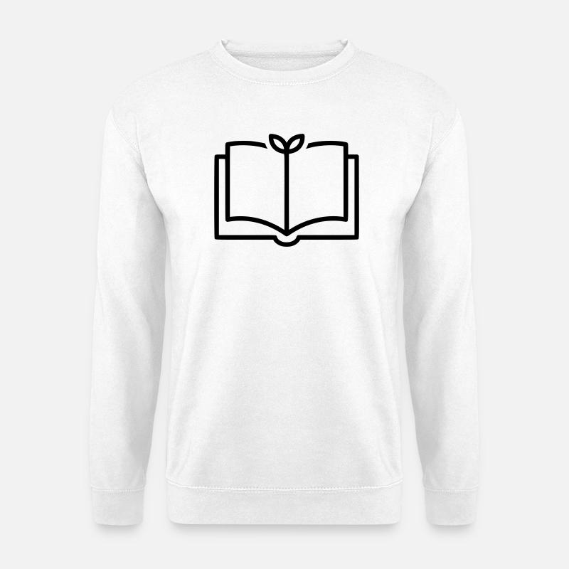 Buch Natur Blatt Outline - Unisex Pullover - Weiß