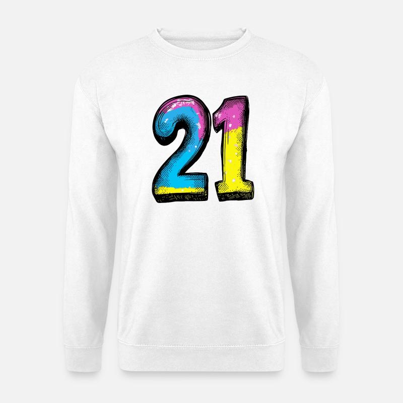 21 Zahl Bunt - Unisex Pullover - Weiß