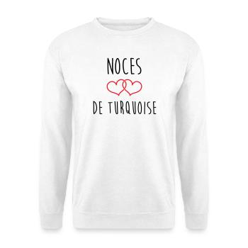 Türkis Hochzeit 18 Jahre Ehe - Unisex Pullover - Weiß - Vorne