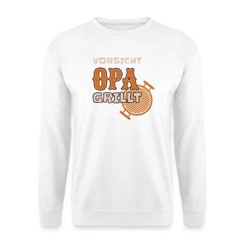 Vorsicht Opa grillt Lustiges Grilloutfit - Unisex Pullover - Weiß - Vorne