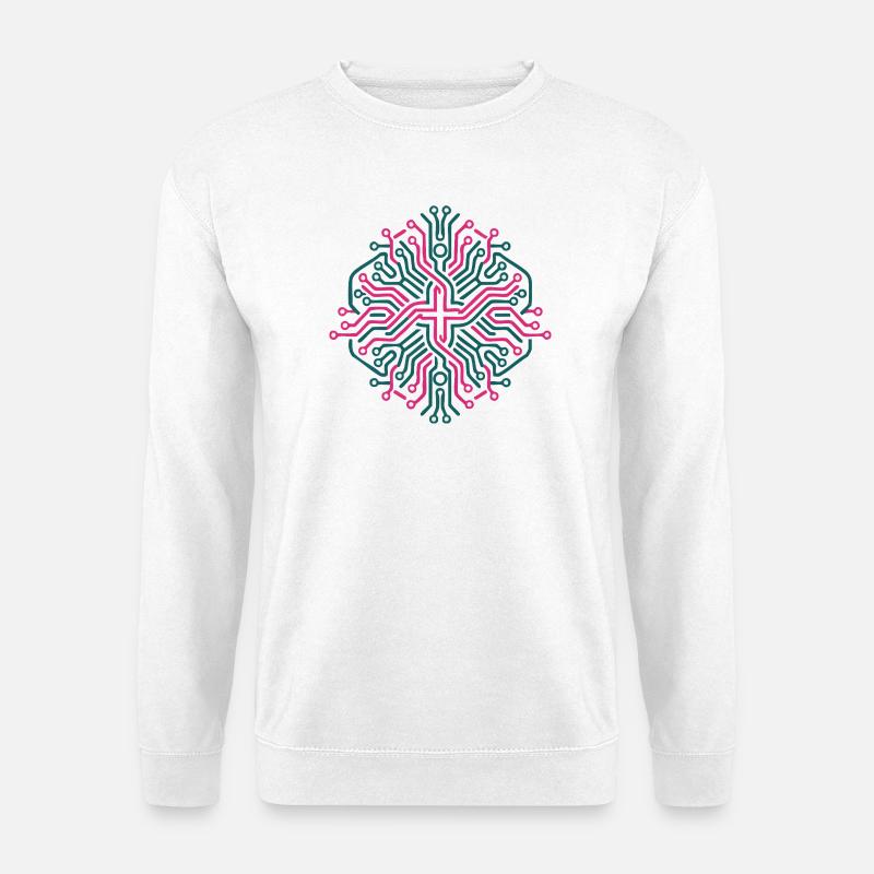 Rosa und Blaues symmetrisches neuronales Netzwerk - Unisex Pullover - Weiß