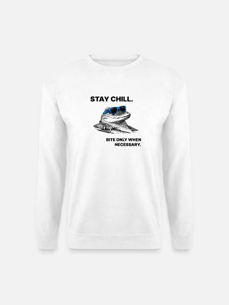 Stay Chill – Krokodil Spruch Halftone Style - Unisex Pullover - Weiß