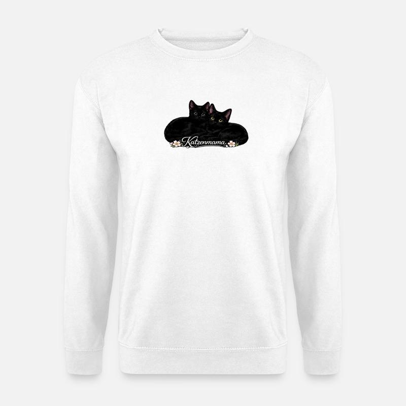 Cat Mom – Amour de chat avec des fleurs - Sweat-shirt Unisexe - blanc