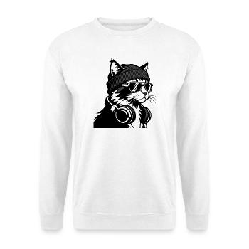 Cat Beat with hat and headphones - Unisex Sweatshirt - white - Front