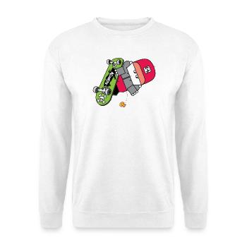 Neon Skate Panda Grafik - Unisex Pullover - Weiß - Vorne