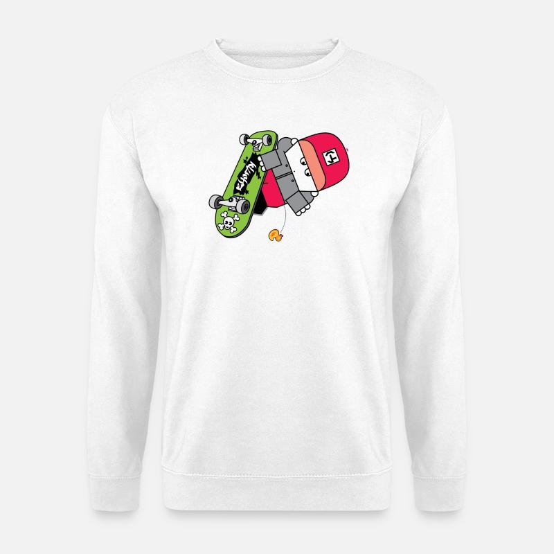 Neon Skate Panda Grafik - Unisex Pullover - Weiß