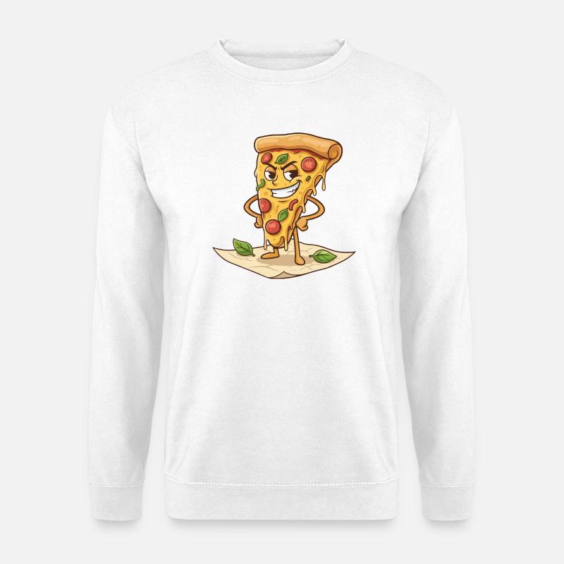 Freches Pizzastück Cartoon - Unisex Pullover - Weiß