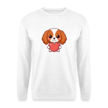 Süßer Hund mit rosa Herz - Unisex Pullover - Weiß - Vorne