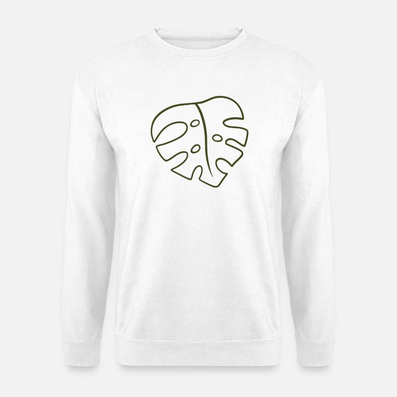 Monstera Line Kunst Blatt - Unisex Pullover - Weiß