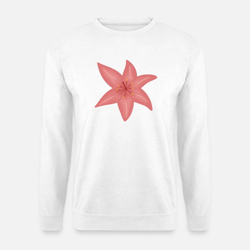 Pink Lily Bloom Illustration - Unisex Pullover - Weiß