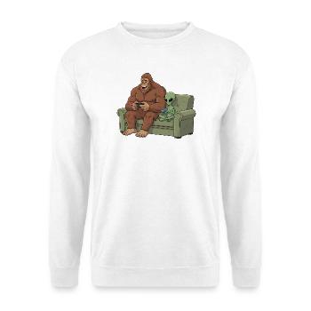 Bigfoot Alien Spielt Videospiel Gaming Sasquatch - Unisex Pullover - Weiß - Vorne