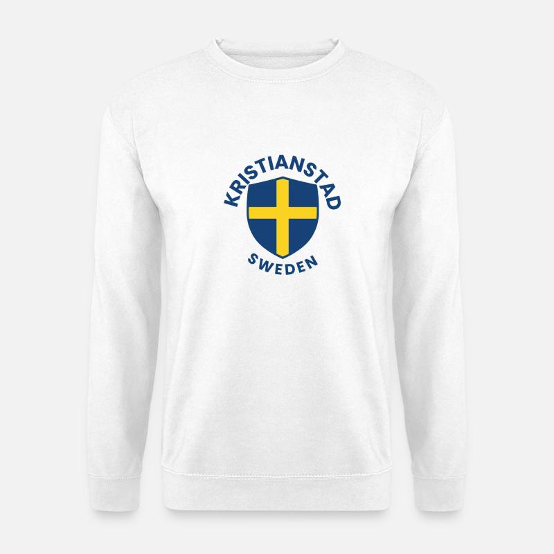 Kristianstad-Schild mit Goldenem Kreuz - Unisex Pullover - Weiß