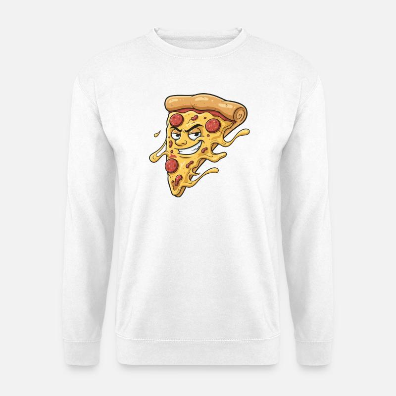 Pizza-Slice mit frechem Grinsen - Unisex Pullover - Weiß